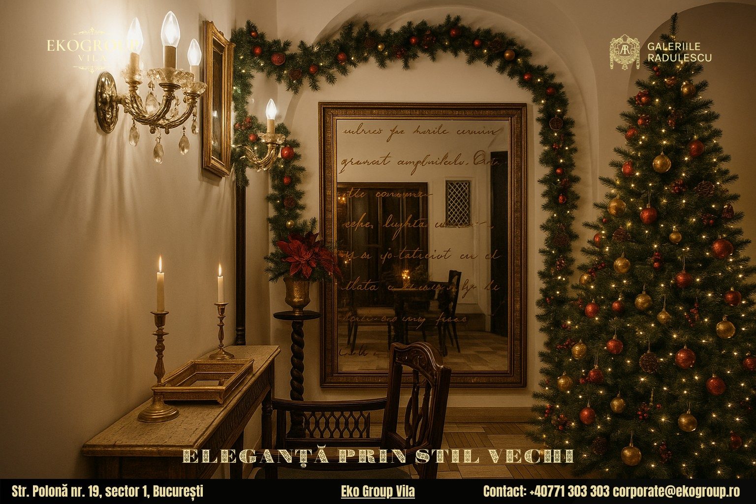 Decoratiuni de Craciun în armonie cu eleganța nobiliară a Eko Group Vila în expozitia Crăciunul anilor ’30 6 Decoratiuni de Craciun în armonie cu eleganța nobiliară a Eko Group Vila în expozitia Crăciunul anilor ’30